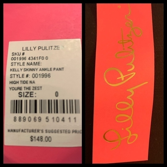 Lily Pulitzer Kelly Skinny Ankle Pant Size 0 Blue - Picture 2 of 6